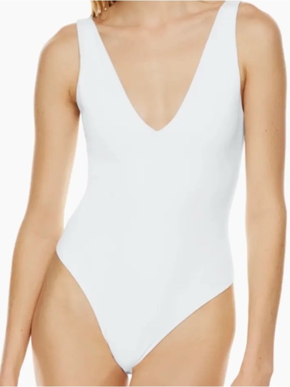 Aritzia Clean White V-Neck One-Piece